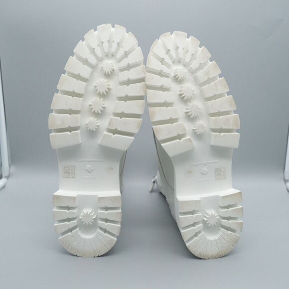 Stuart Weitzman Bedford Sleek Lace Up Zip Up Boots Leather White Women's Size 10 - Picture 7 of 12